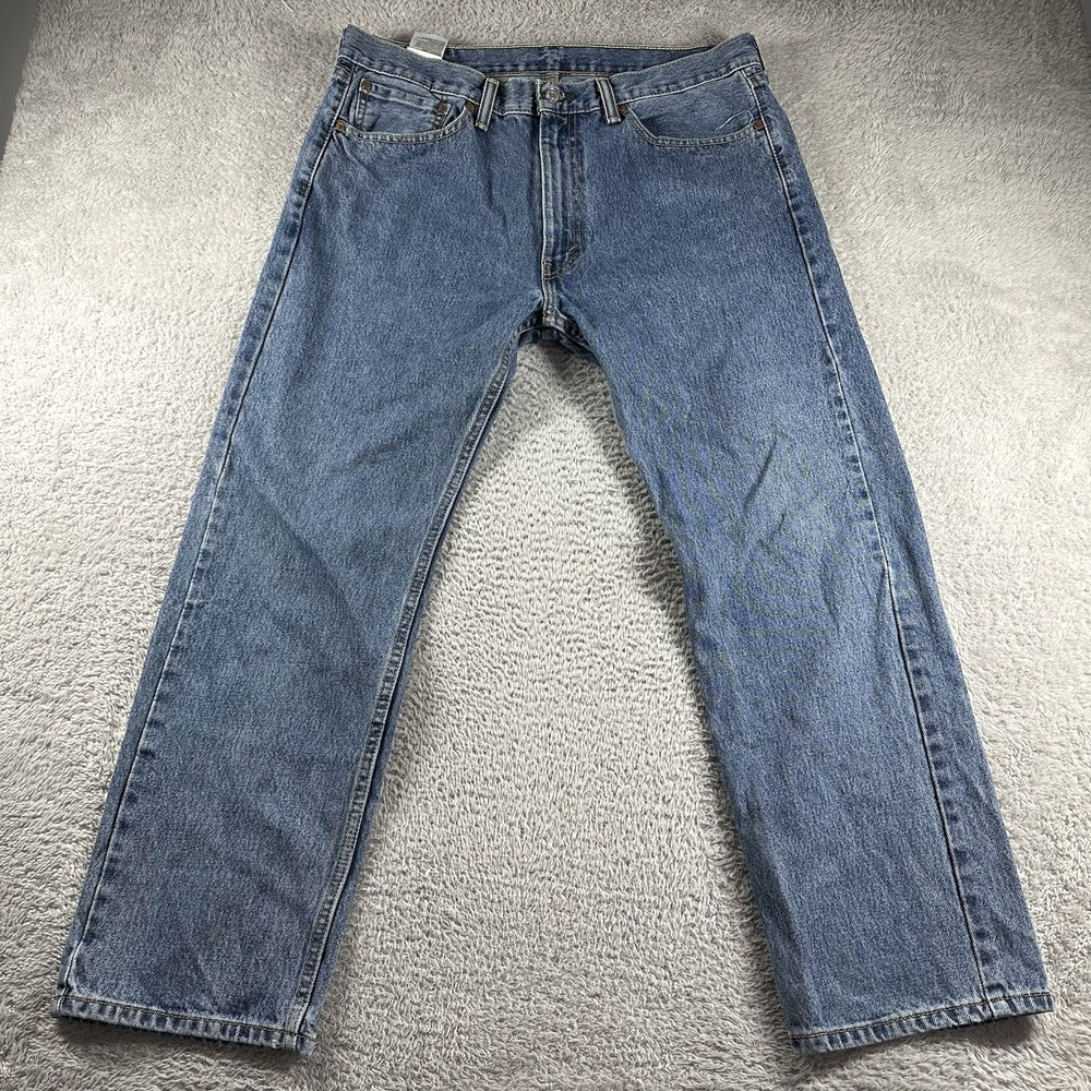 VINTAGE Levi's 505 Jeans Mens 36x29 Blue Faded Distressed Classic Y2K‎